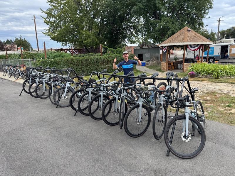 All the bikes lined after cleaning from today’s mudfest..