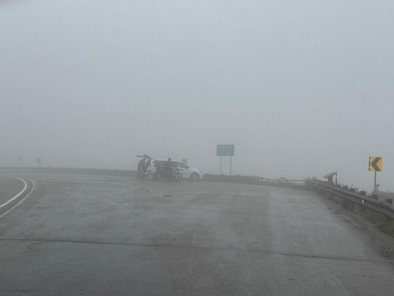 The summit!! A fog bank..